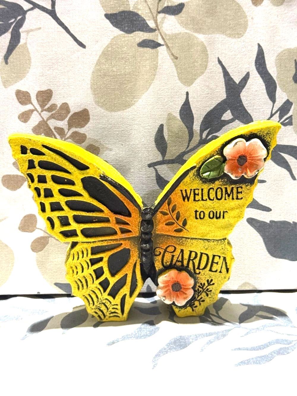 Yellow Butterfly 'Welcome to Our Garden figurine